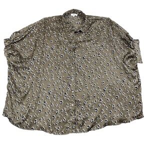 Entro Blouse  Womens 1X+ Oversized Leopard AOP Polyester Satin Feel Modern Chic